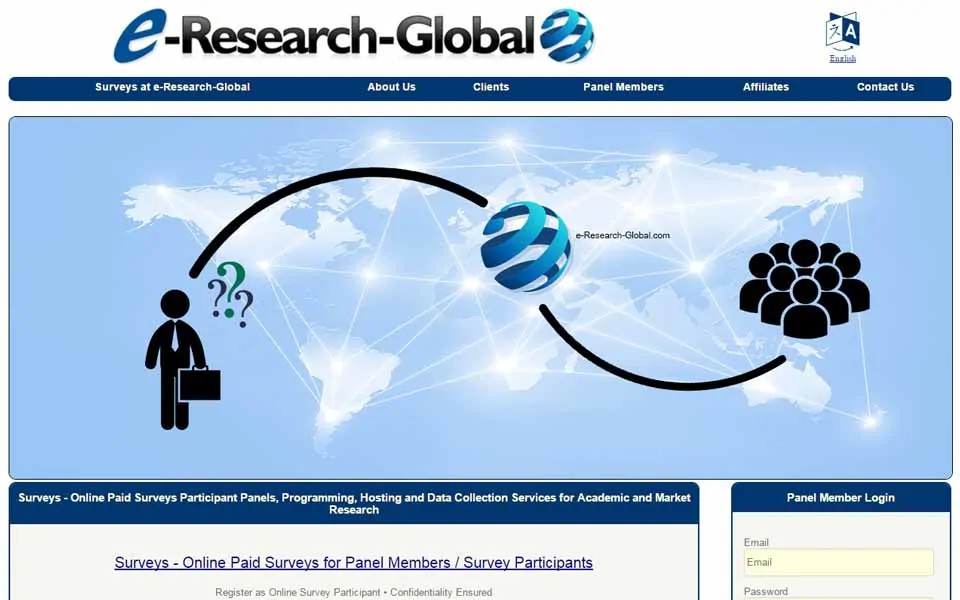Join the e-Research-Global.com's Consumer Paid Surveys Panel and earn money. Members may participate in paid online surveys (online questionnaires), online focus groups and new product testing for money. For a completed survey, you will be paid with money as a reward.