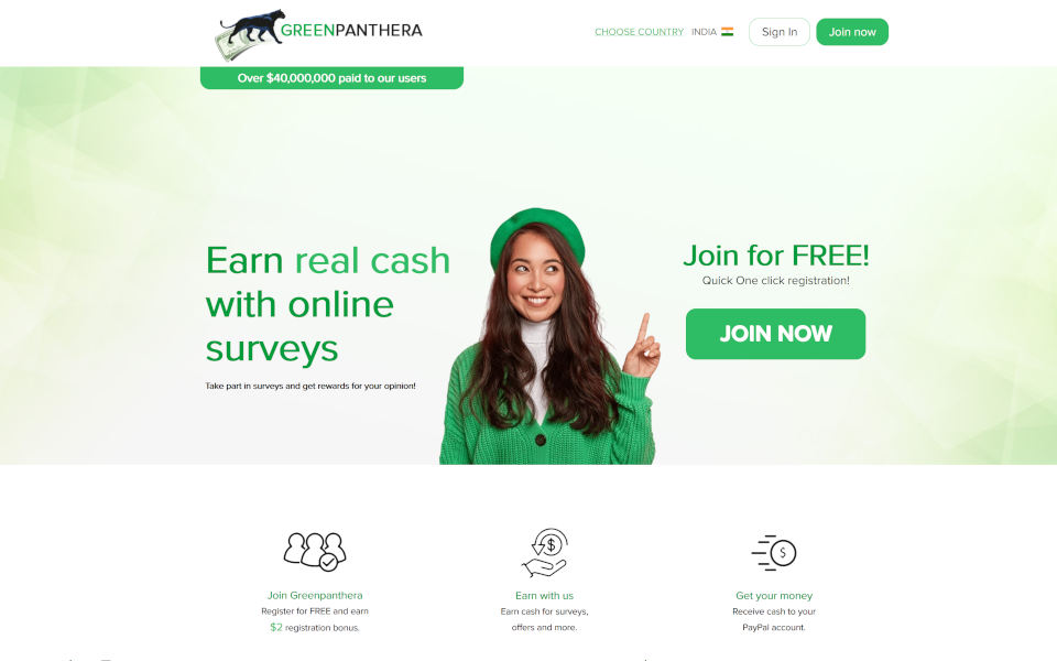 GreenPanthera.com का सदस्य बनें और पैसे बचाएं! सर्वेक्षण में भाग लें और अपनी राय के लिए पुरस्कार प्राप्त करें!