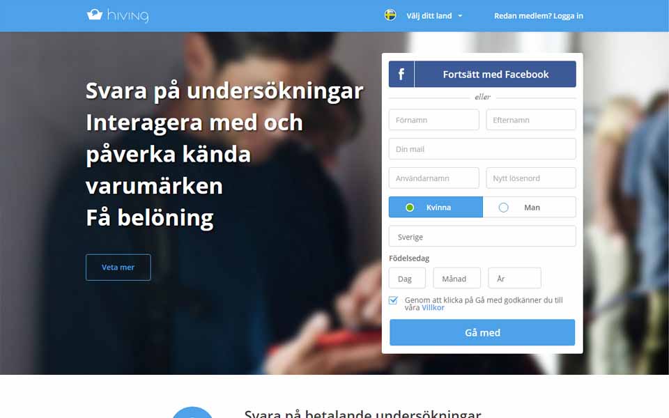 Hiving är en konsumentundersökningspanel som låter våra medlemmar själva tjäna pengar på att delta i våra undersökningar online. Hiving är en konsumentundersökningspanel som låter våra medlemmar själva tjäna pengar på att delta i våra undersökningar online.