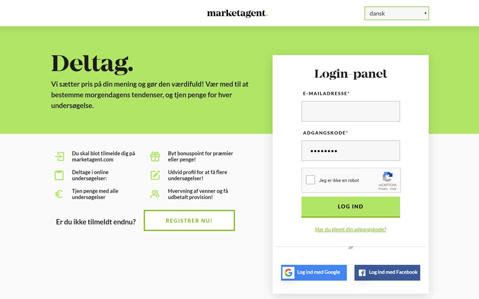 Din mening betaler sig og giver penge. Sådan er du med til at bestemme morgendagens Trends og tjene penge på alle undersøgelserne. Tilmeld dig nu på Marketagent.com Din mening betaler sig og giver penge. Sådan er du med til at bestemme morgendagens Trends og tjene penge på alle undersøgelserne. Tilmeld dig nu på Marketagent.com