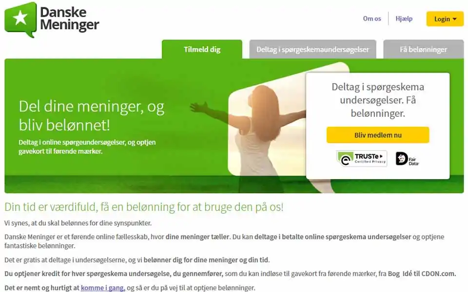 Danske Meninger er et førende online fællesskab, hvor dine meninger tæller. Du kan deltage i betalte online spørgeskema undersøgelser og optjene fantastiske belønninger.
