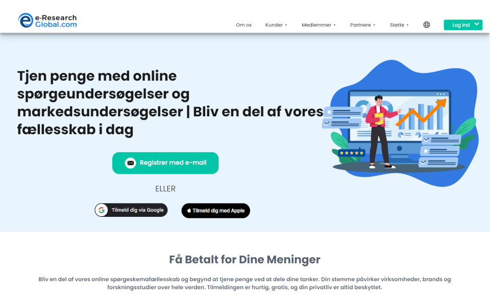 Deltag i e-Research-Global.com Forbrugerporteføljer Betalt Undersøgelser Panel og tjene penge. Medlemmerne kan deltage i betalte online undersøgelser (online spørgeskemaer), online fokusgrupper og nyt produkt test for pengene. For en gennemført undersøgelse, vil du blive betalt med penge som en belønning.