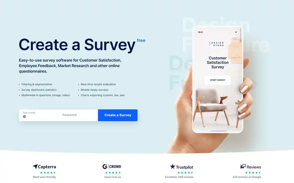 Survio is an online survey service that was formally launched in April 2012. We've developed a free and easy tool for any type of online survey. The product provides plenty of ready-made survey templates, layouts and styles.