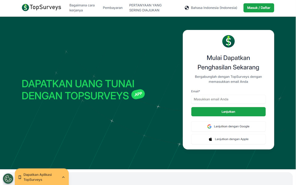 Survei dengan bayaran tertinggi dengan hadiah yang kompetitif